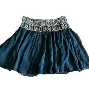 XXI Forever 21 Size S Black Crinkle Chiffon Beaded Mini Skirt Y2K Boho Festival